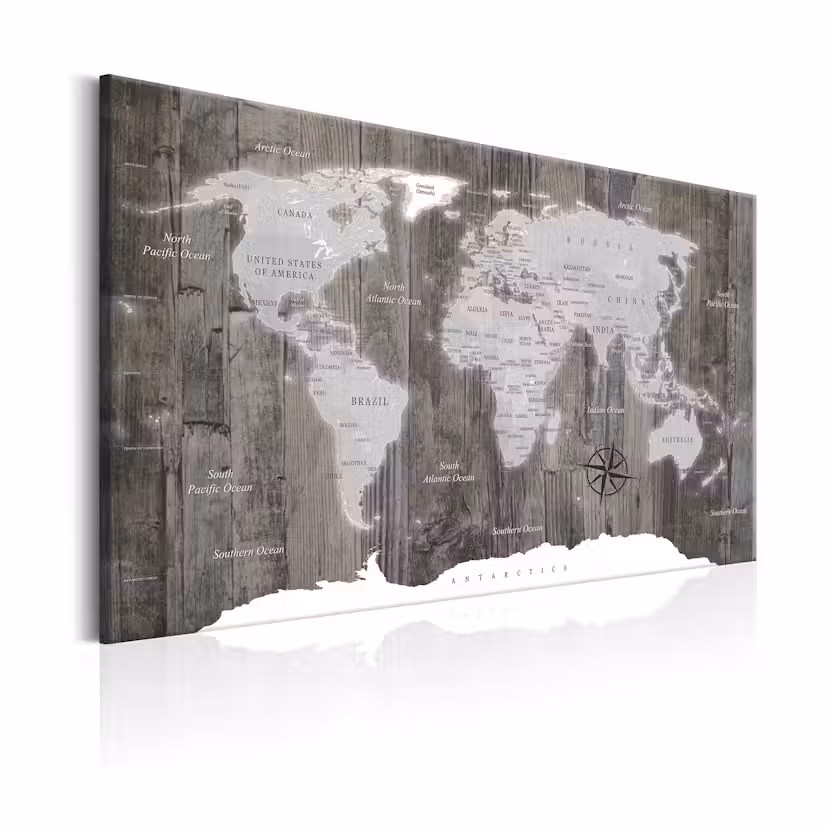 Tavla Arkiio World Map Wooden World 90x60 cm