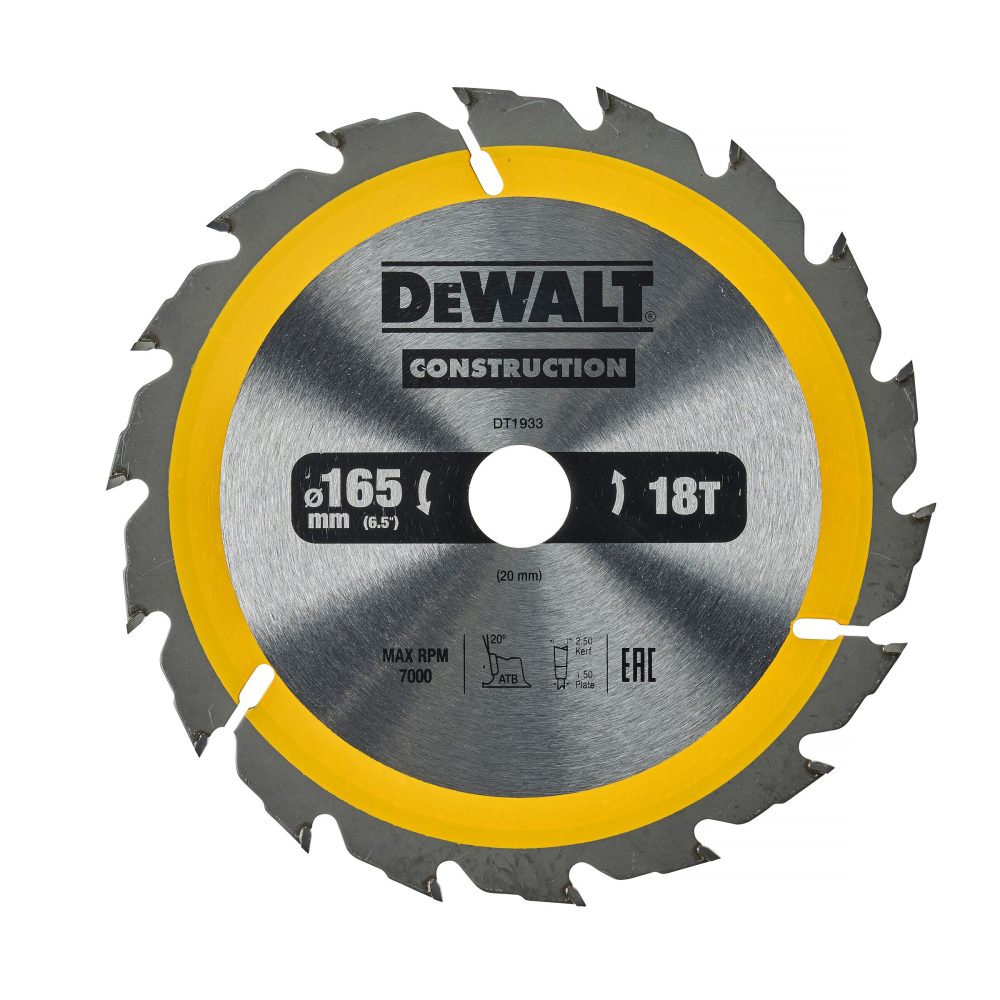 Kjøp Dewalt Sirkelsagblad for tre og komposittmaterialer, 165x20 mm, 18T, DT1933