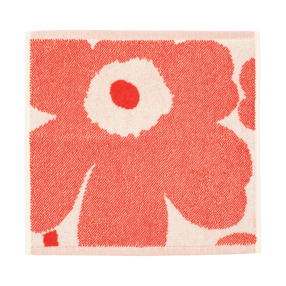 Unikko mini handduk 32x32 cm, Off white-orange red