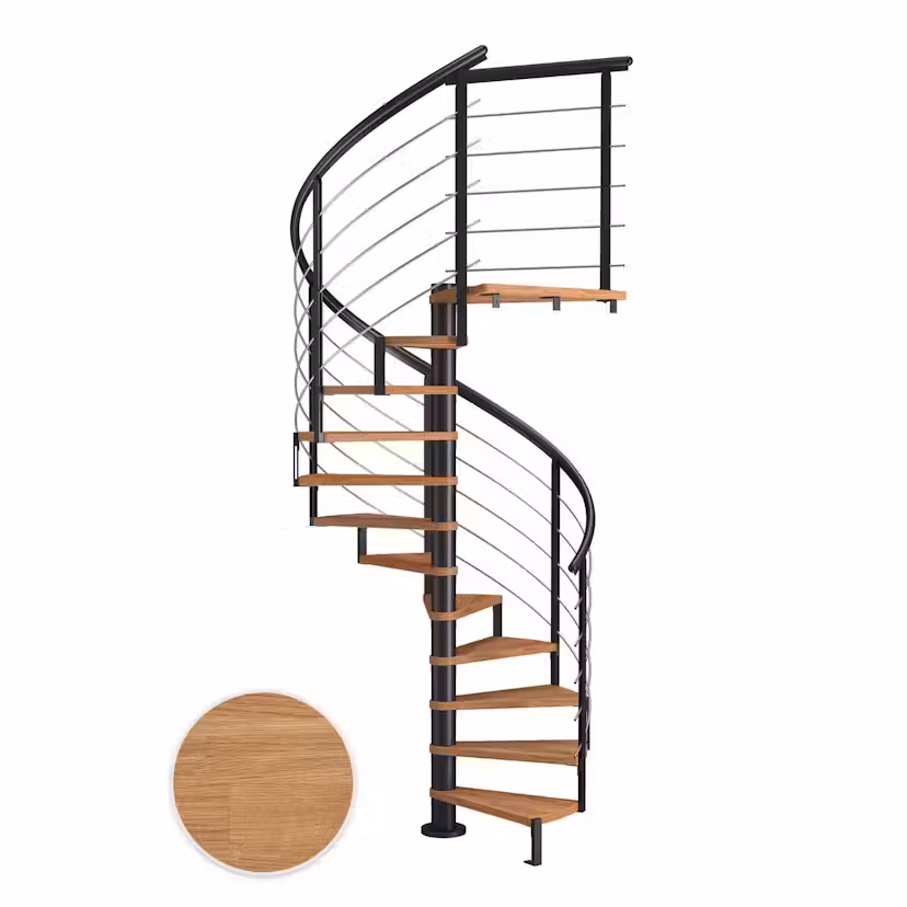 Spiraltrappa Dolle Montréal Ek Oljad Design Svart, D: 1600 mm, 11+1 steg