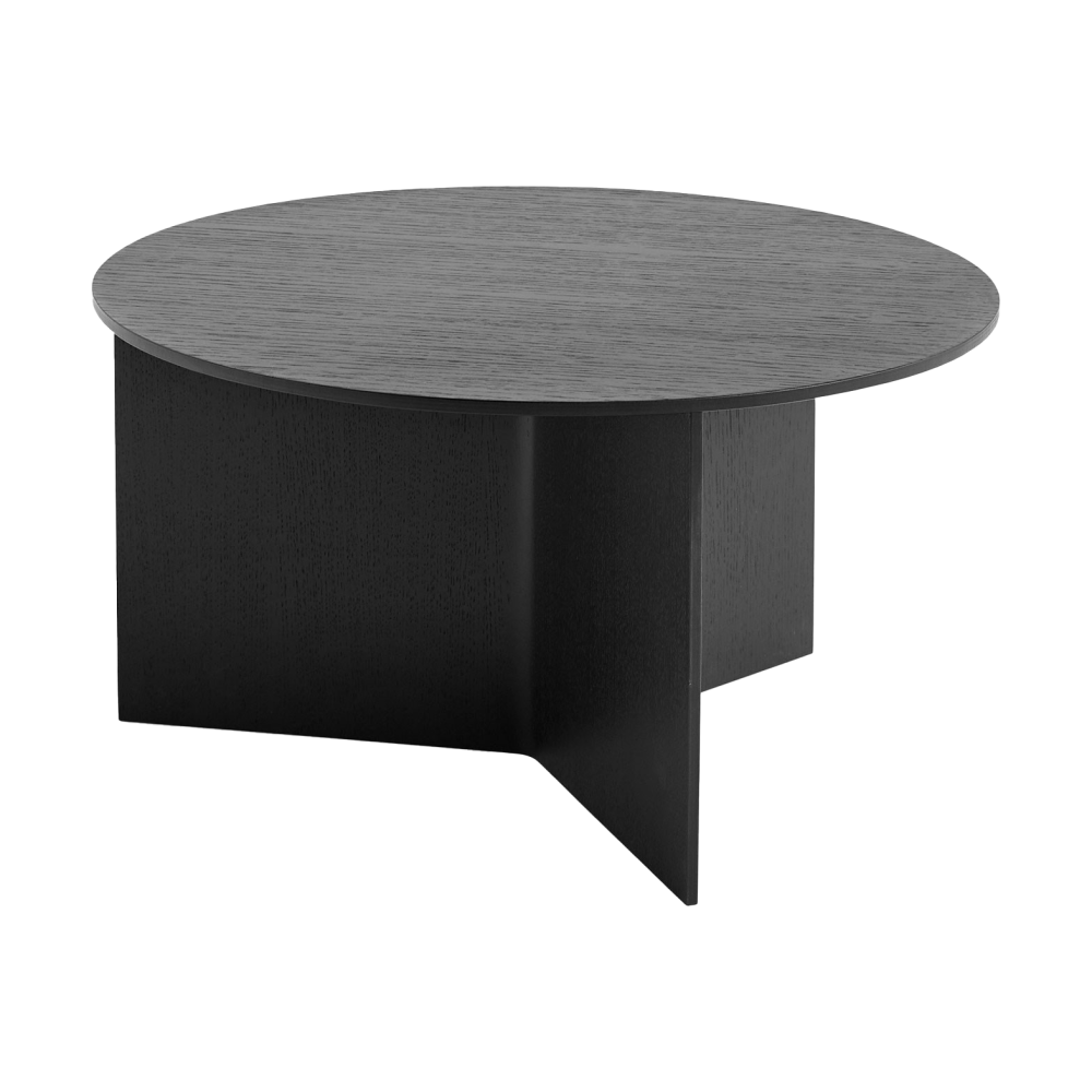 Slit soffbord Ø65 cm, Black lacquered oak