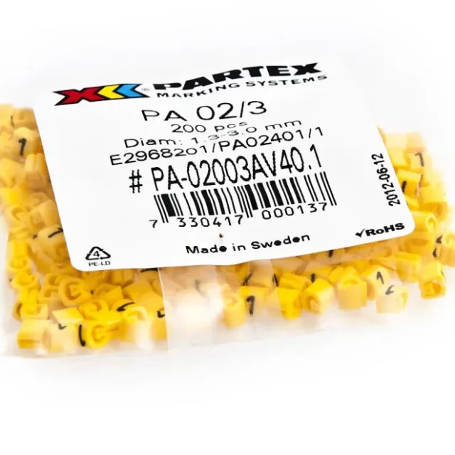 Partex PA02401/0 Kabelmärkning siffror, Ø1,3-3 mm, 200-pack 0