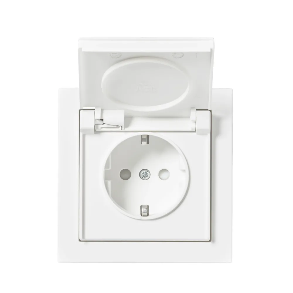 ABB 20EUJW-884 Vägguttag 1-väg, vit, lock, infälld