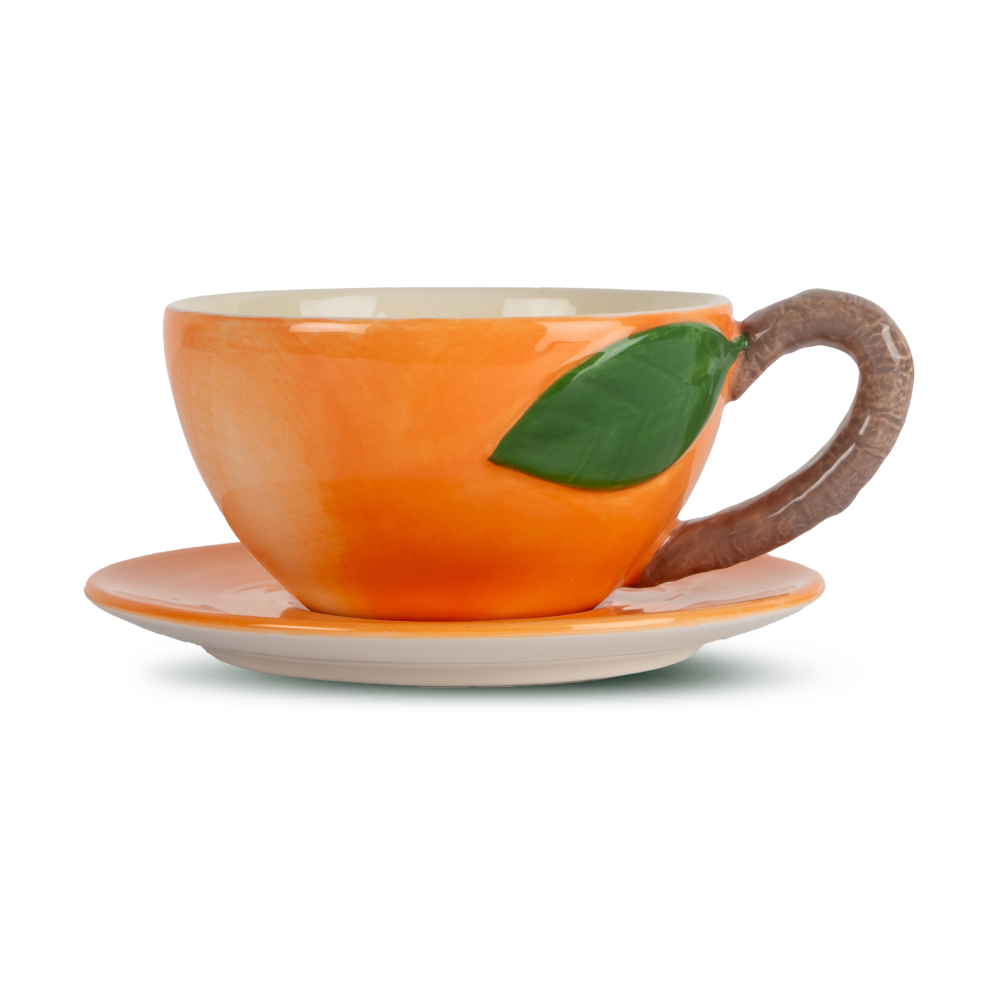 Peach kopp med fat, Orange