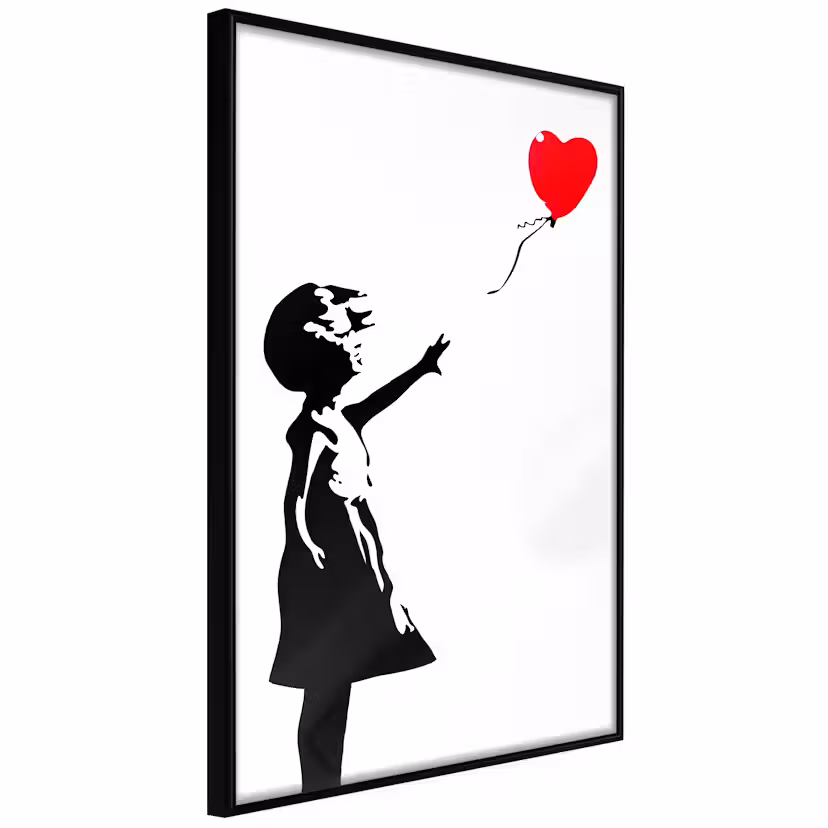 Poster Artgeist Affisch Little Girl with a Balloon Svart ram, 40x60 cm
