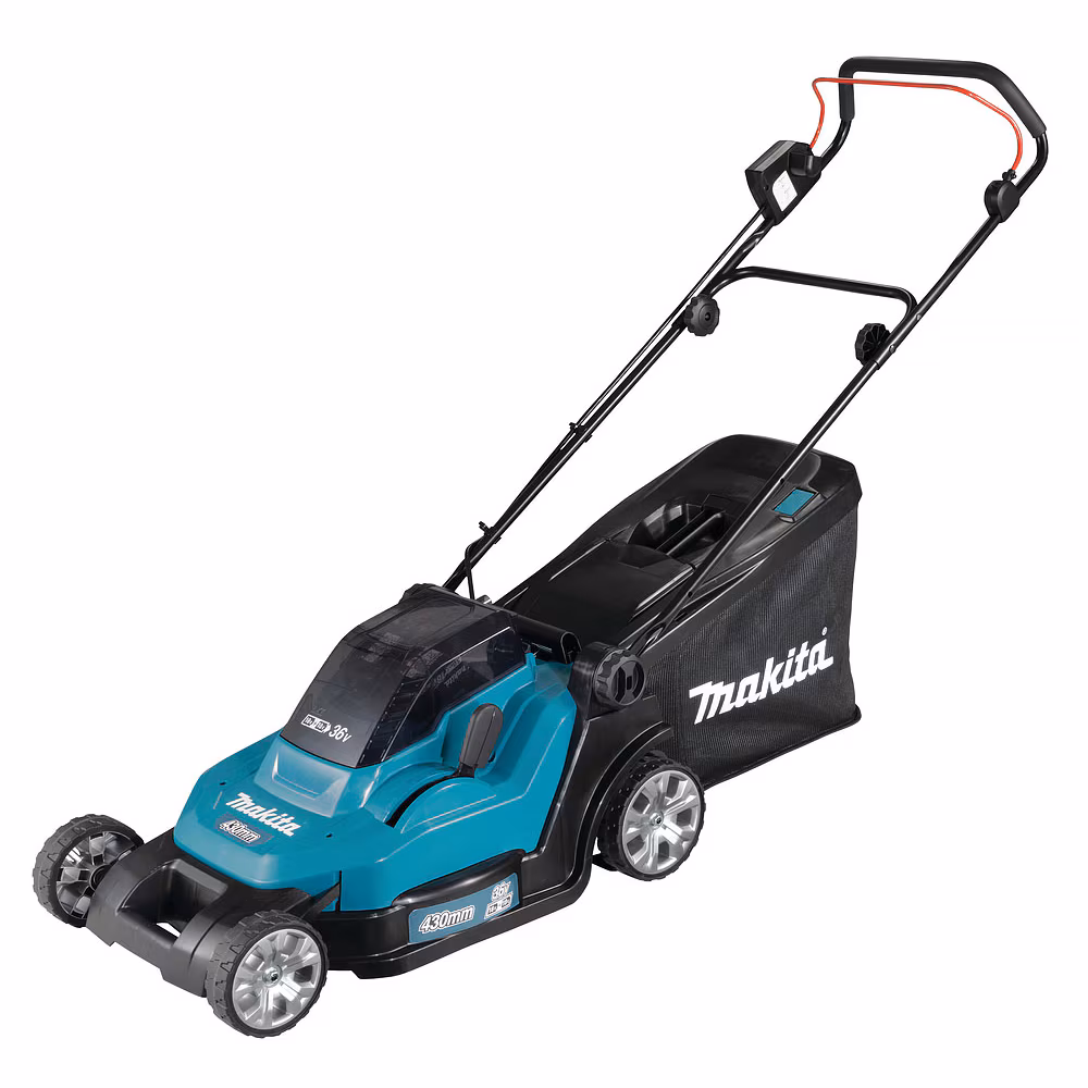 Kjøp Makita Gressklipper LXT DLM432PT2 2x18V, 43 cm, inkl. 2 stk 5,0Ah-batterier & lader.