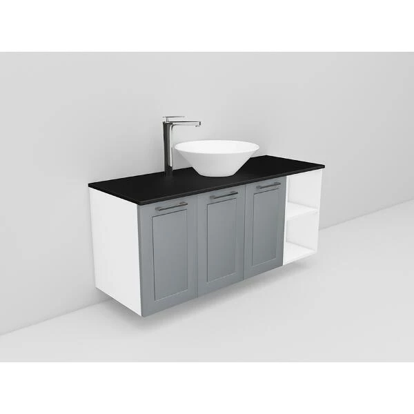 Badrumsmöbel Flexline Modell 134 120cm, Vit, Grå, Ram | Stuvbutiken