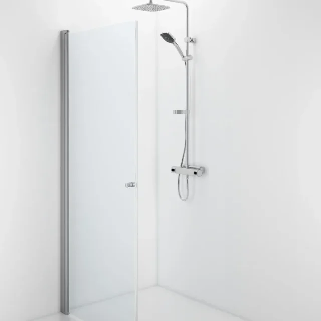 Contura Space SPNK 650 Duschvägg rak, borstad aluminium/klart glas 650 mm