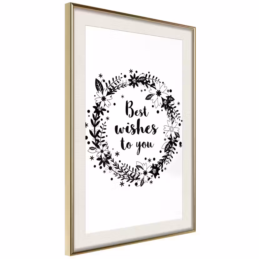 Poster Artgeist Affisch Best Wishes To You Guld ram med passepartout, 40x60 cm