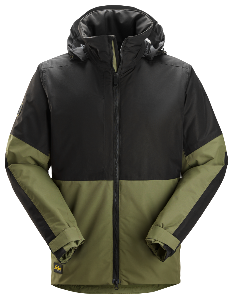 VINTERJACKA SNICKERS WORKWEAR FODRAD AW WP, KHAKIGRÖN/SVART STL XL
