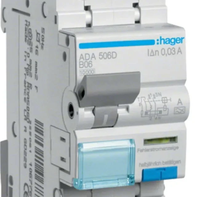 Hager ADA570D Personskyddsautomat 2-polig, karakteristik C 20 A