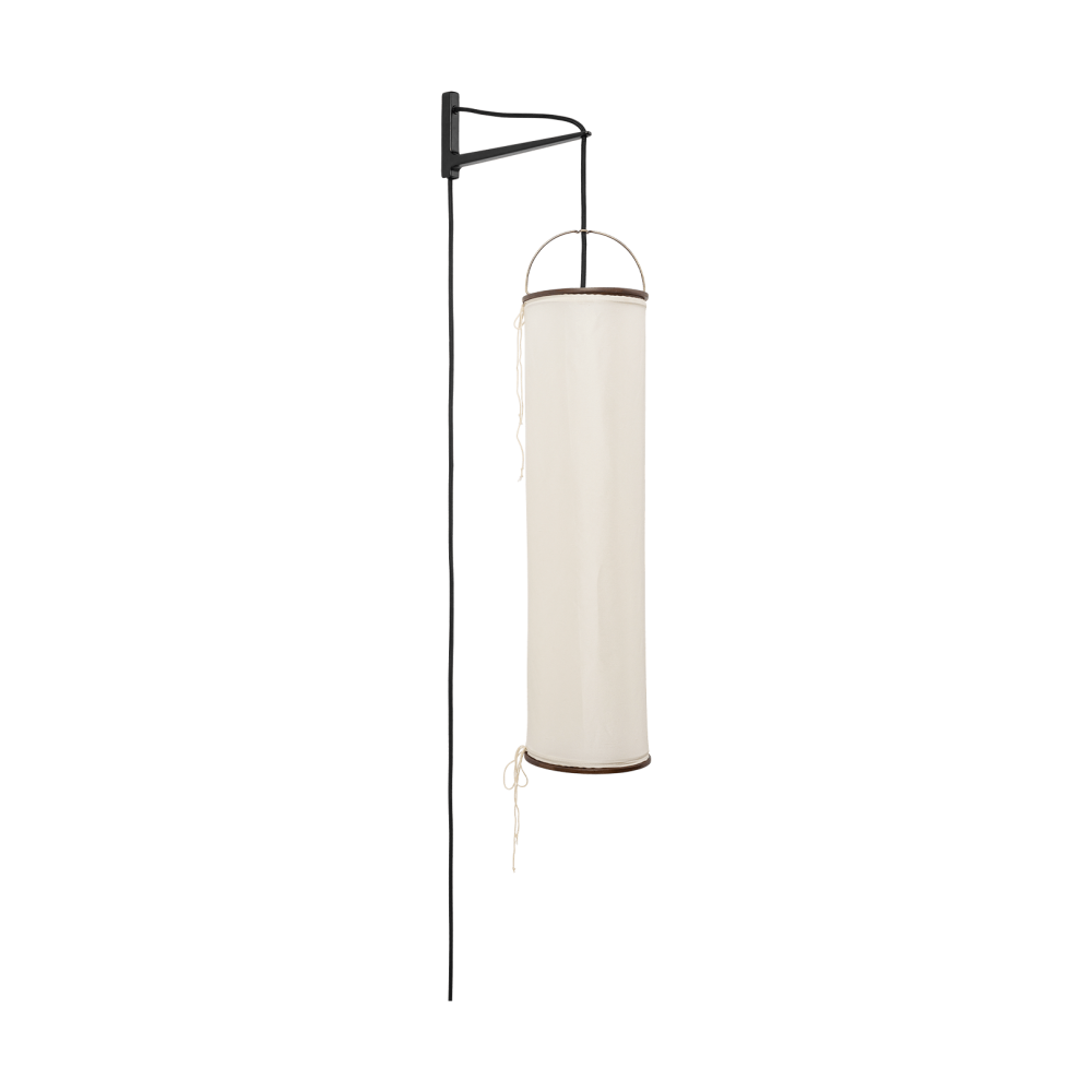 Silk Lantern vägglampa, Natural white silk-semi matt svart
