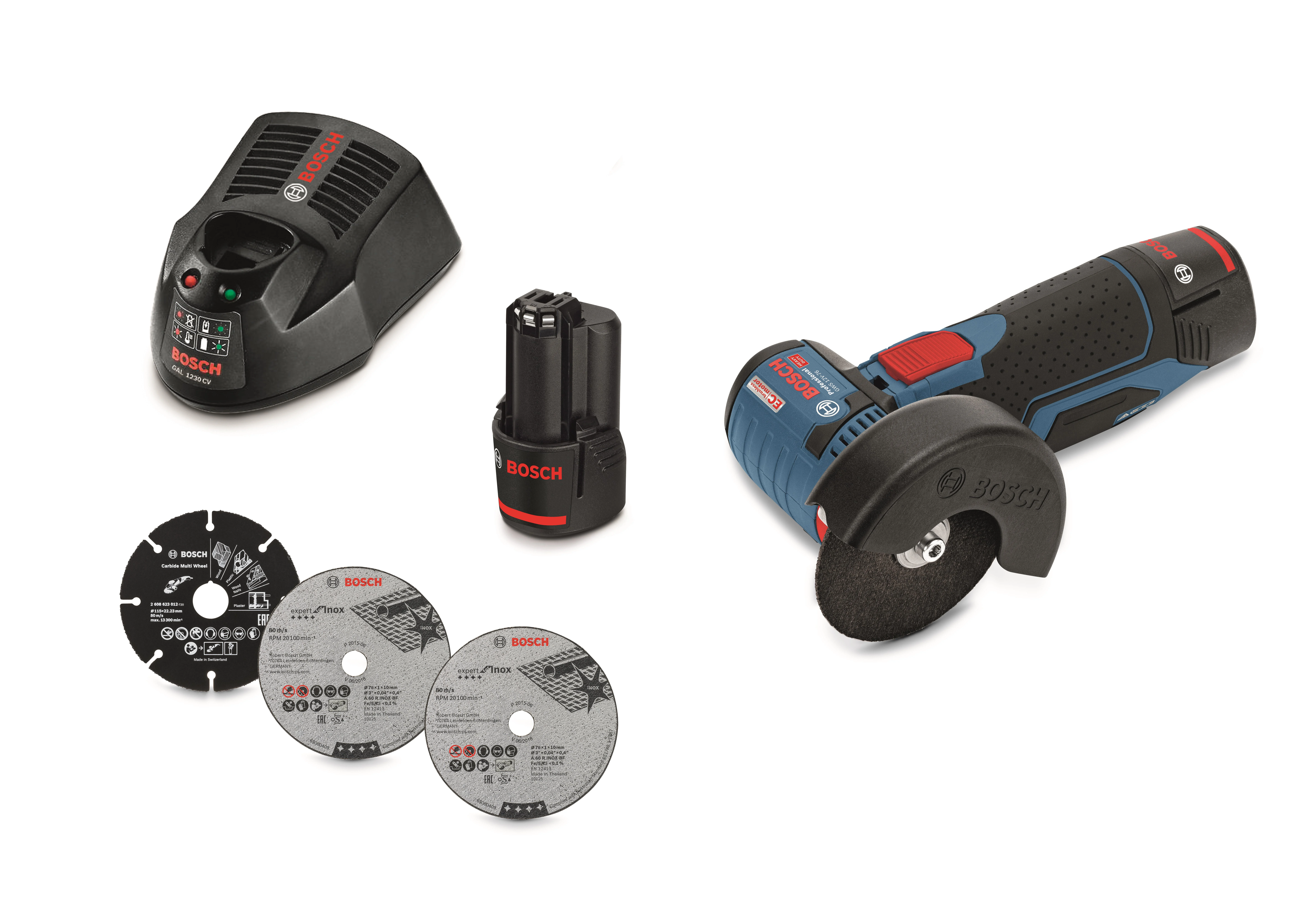 Bosch GWS 12V-76 Vinkelslip med batteri och laddare