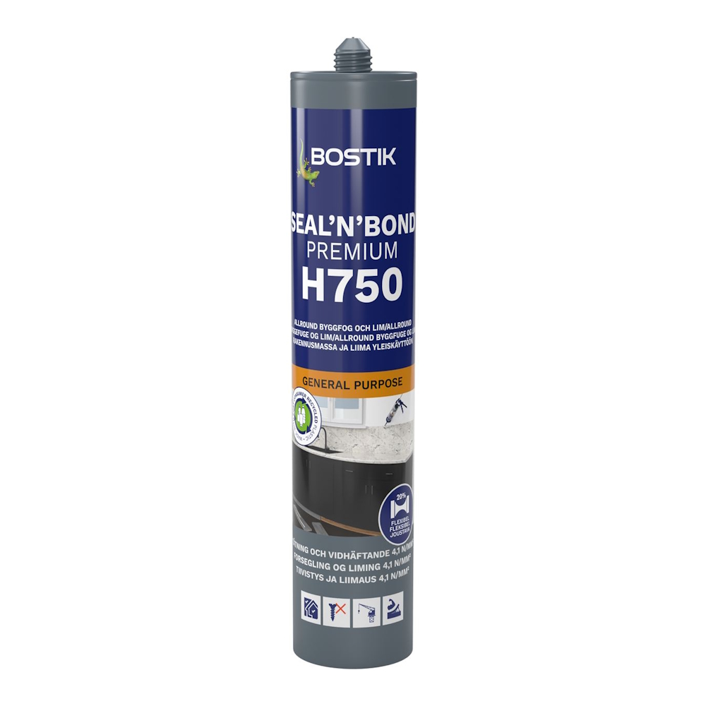 Fogmassa SMP Bygg H750 Seal 'N' Bond Premium 0,29 Liter Ljusgrå Bostik