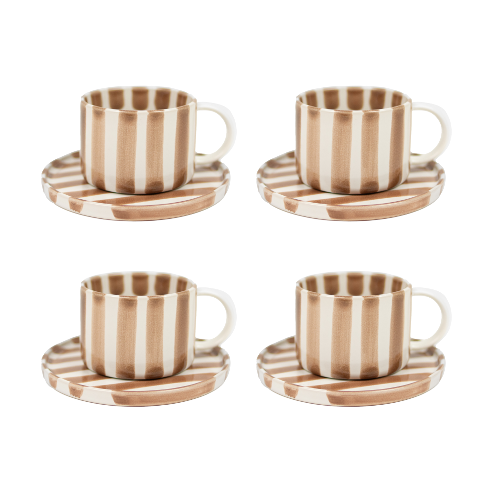 Monica kopp med fat 4-pack - Beige