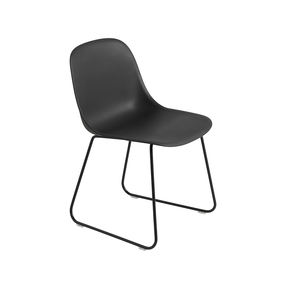 Fiber stol stålmedar plastsits, Black-Anthracite black
