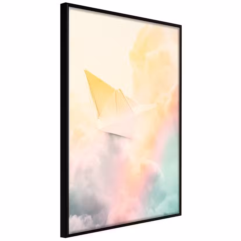 Poster Artgeist Affisch Origami Svart ram, 30x45 cm