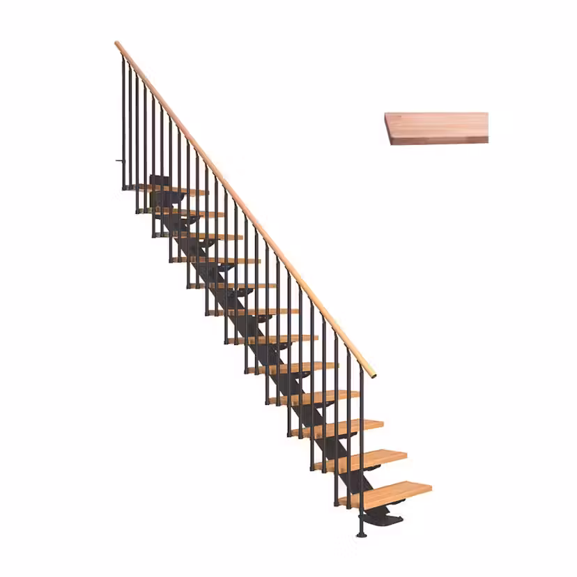 Spartrappa Dolle Sydney Ek Vit-Oljad Rak Classic III Antracit, Bredd: 850 mm, Max Takhöjd: 2400-2920 mm