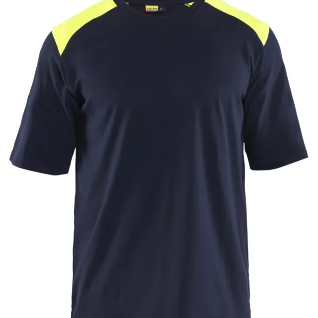 Blåkläder 3476173789334XL T-shirt marinblå/gul, flamskydd 4XL