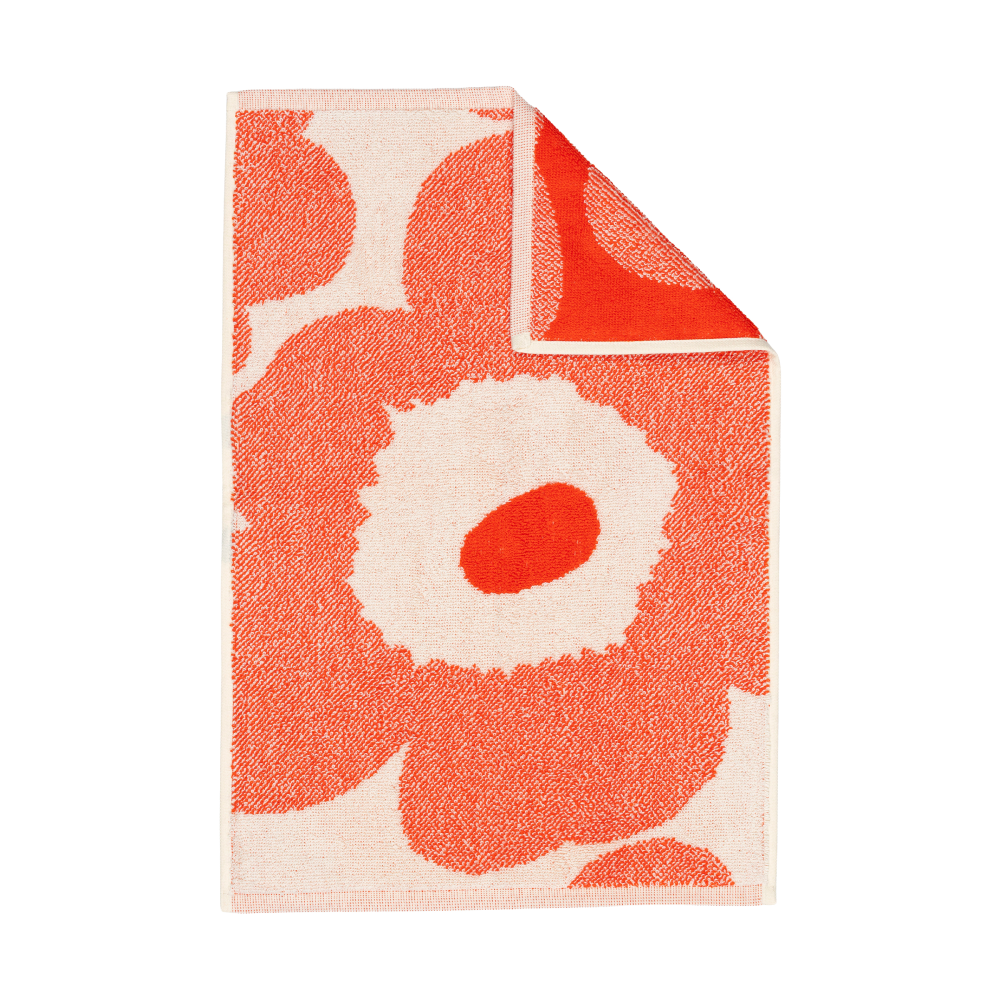 Unikko gästhandduk 32x50 cm, Off white-orange red