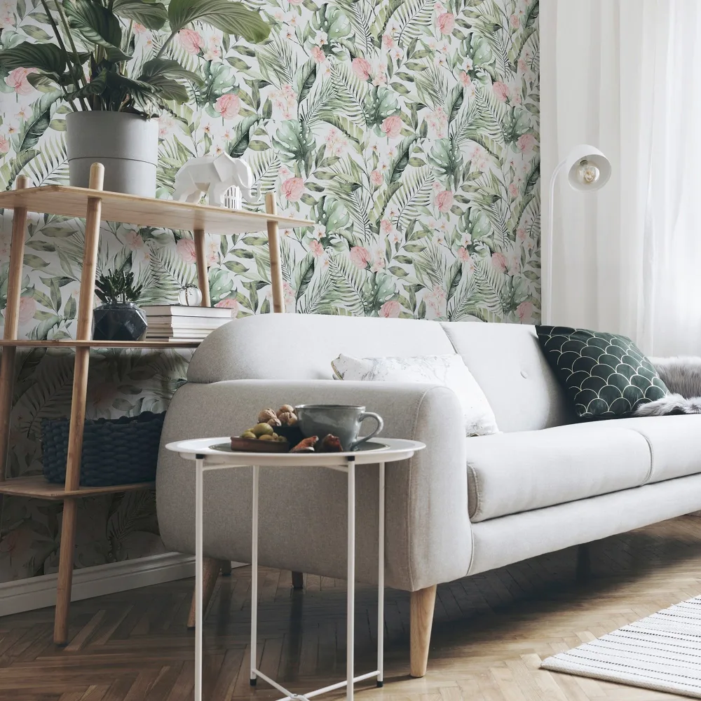 Arthouse Fantasia III 924906 Tapet Tropical Floral Pink & Green Grön/rosa/vit/grå
