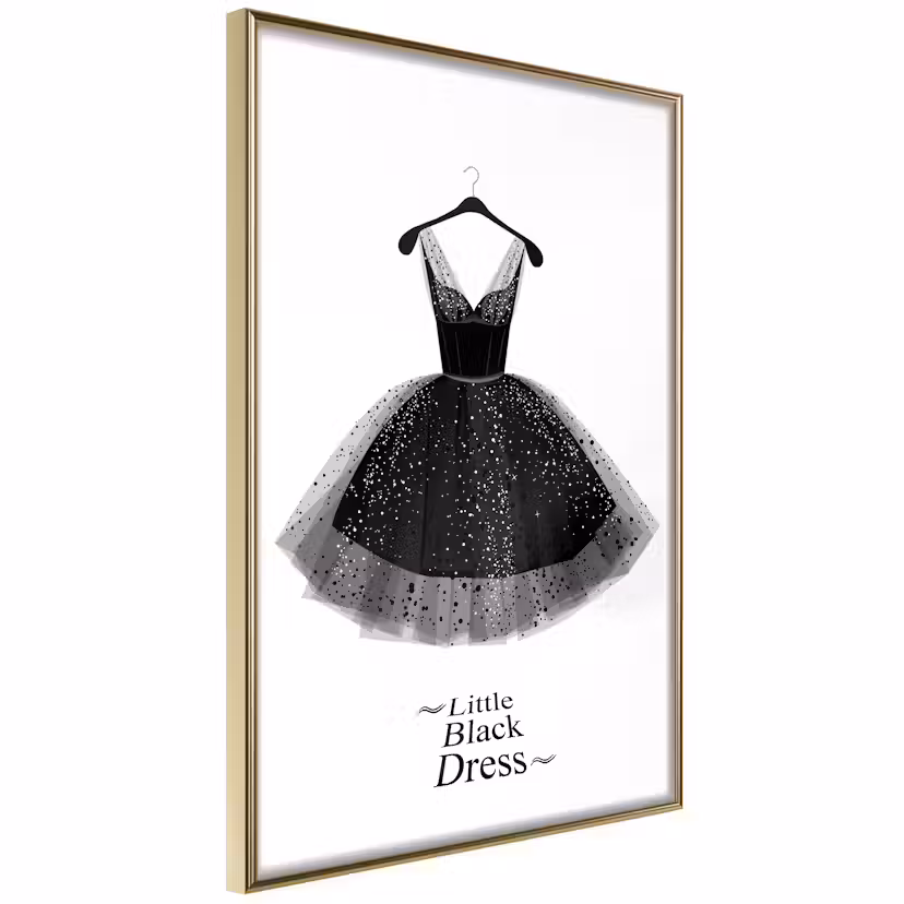 Poster Artgeist Affisch Little Black Dress Guld ram, 30x45 cm