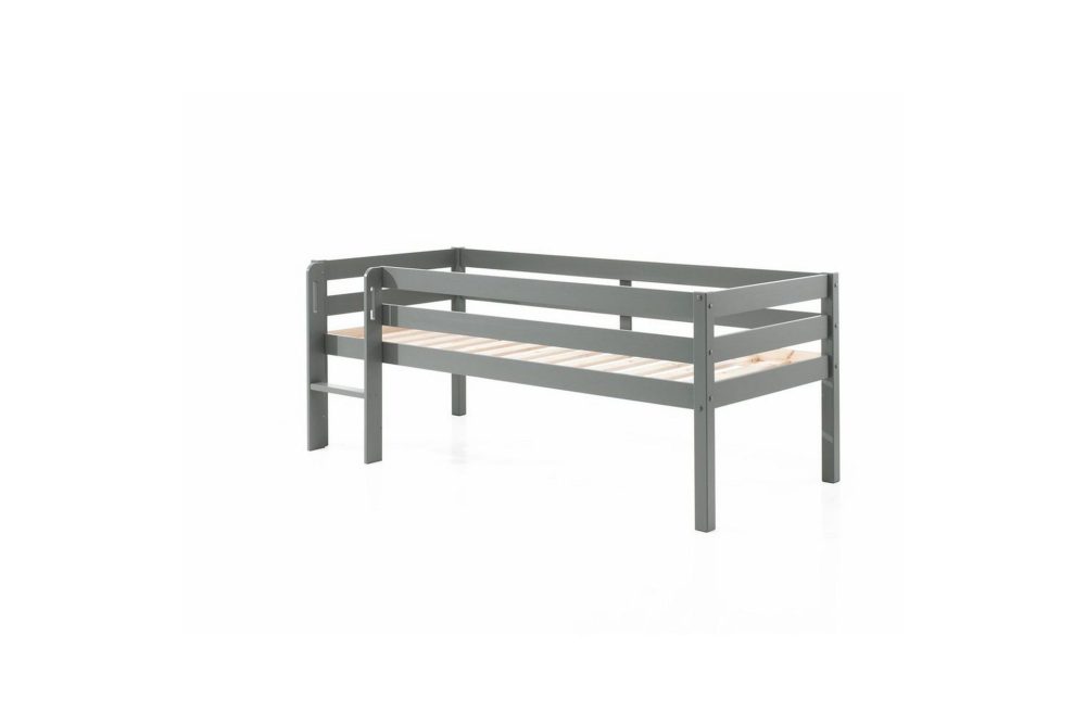 Mellanhög säng med stege Pino Grå, 85 cm