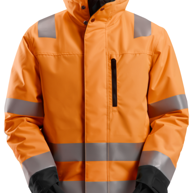 FODRAD SNICKERS WORKWEAR JACKA 37.5 HV KL3, ORANGE/SVART STL L