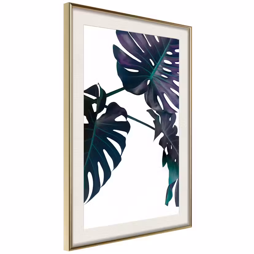 Poster Artgeist Affisch Evergreen Guld ram med passepartout, 30x45 cm