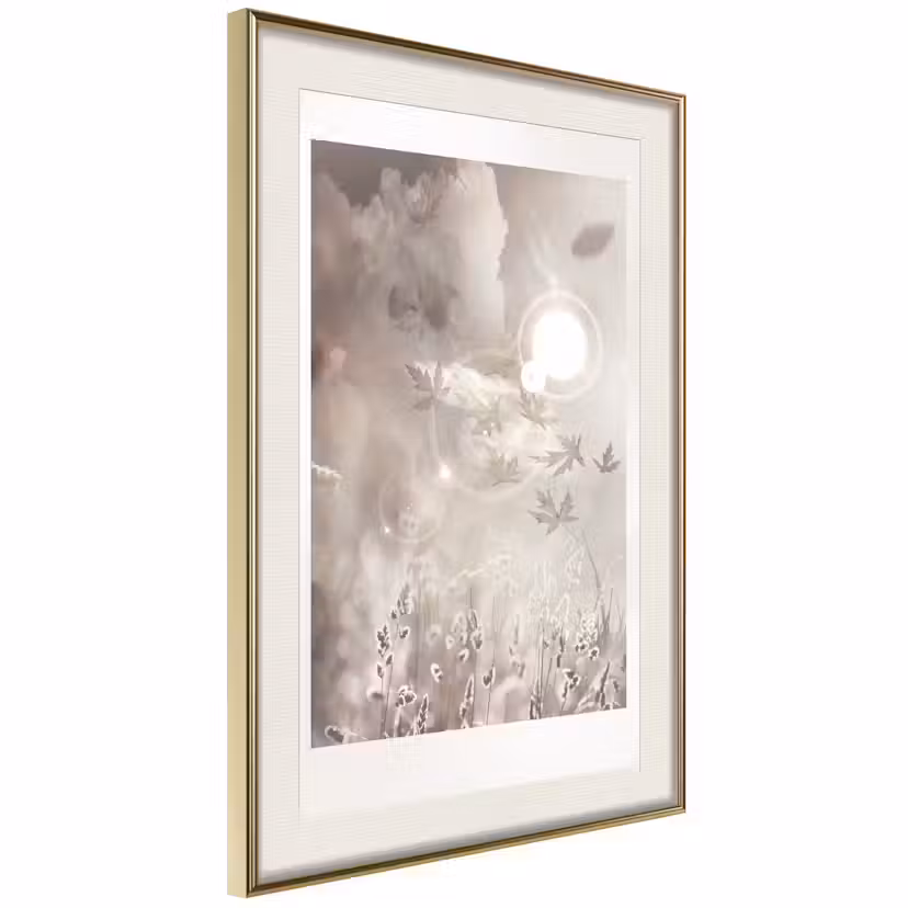 Poster Artgeist Affisch Flare Guld ram med passepartout, 20x30 cm
