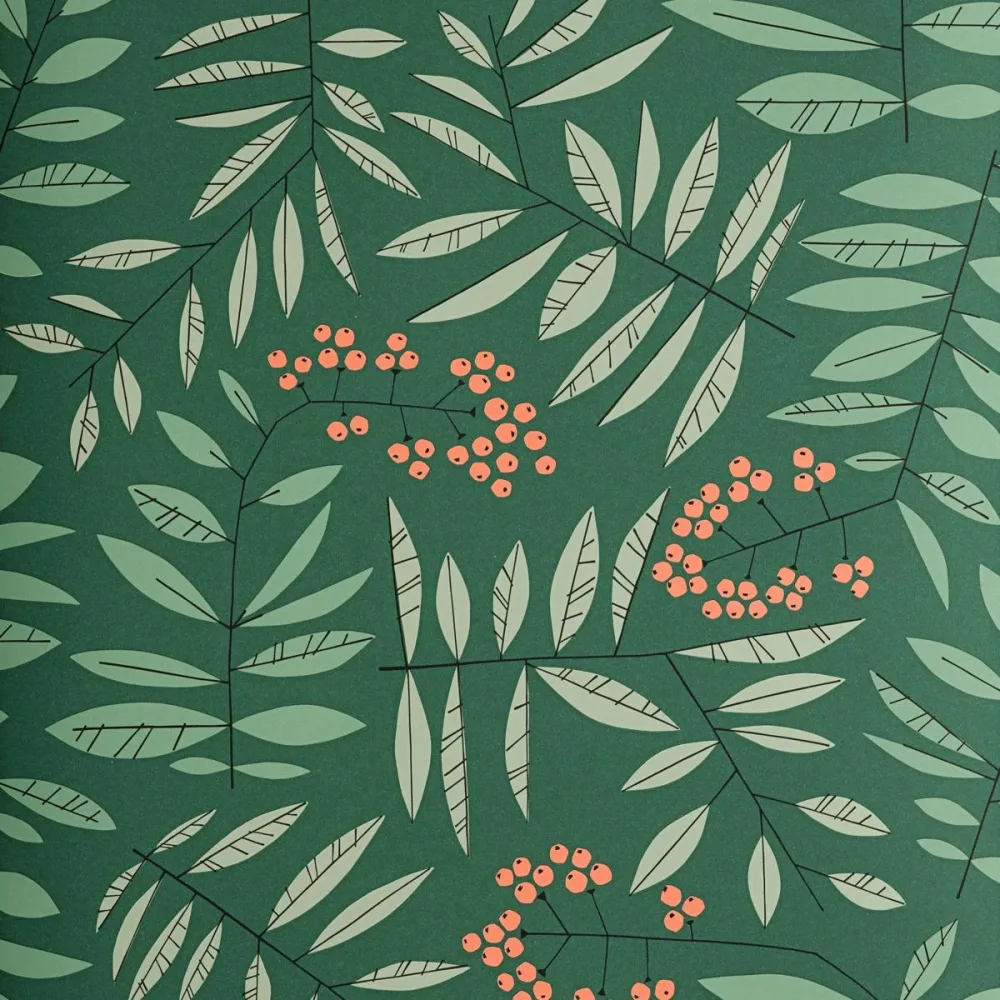 Florin Leaf Berry Misp1382 Grön Tapet - Midbec | Stuvbutiken