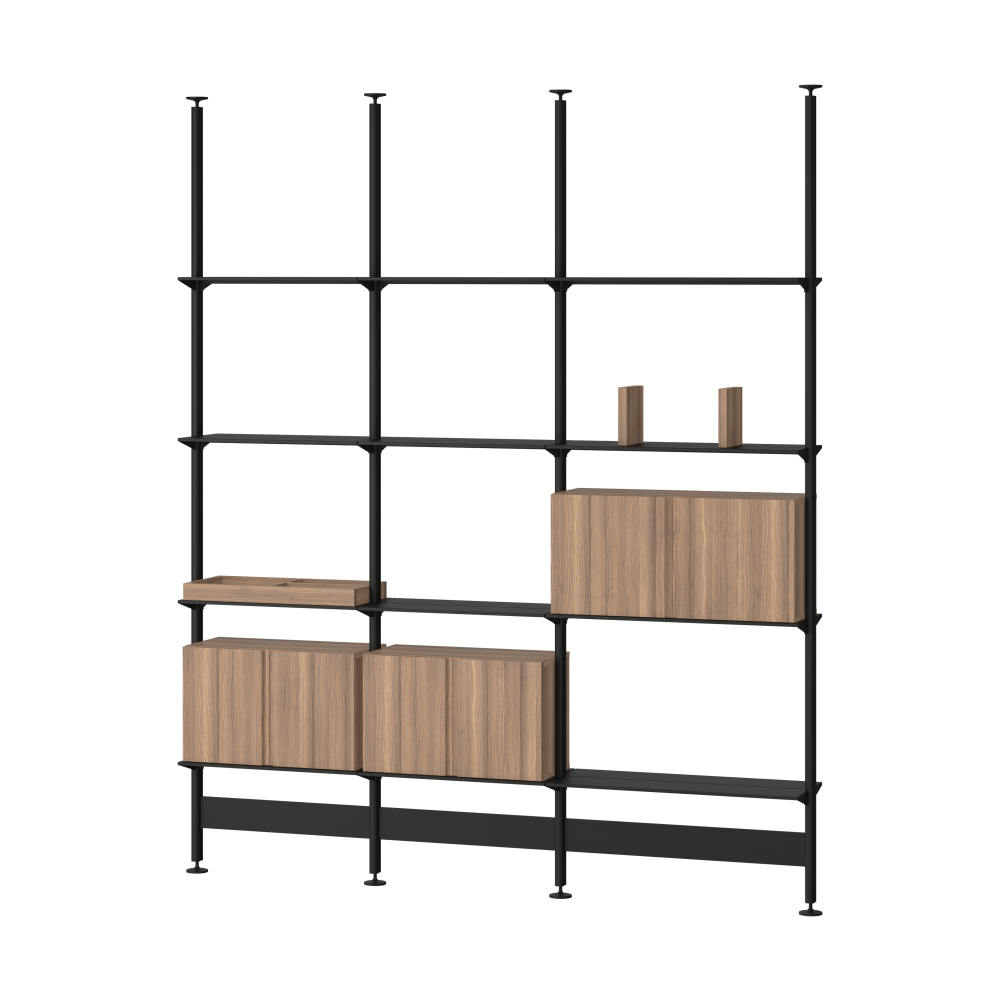 Pira G2 hyllsystem F C B Black/Walnut 256-264 cm