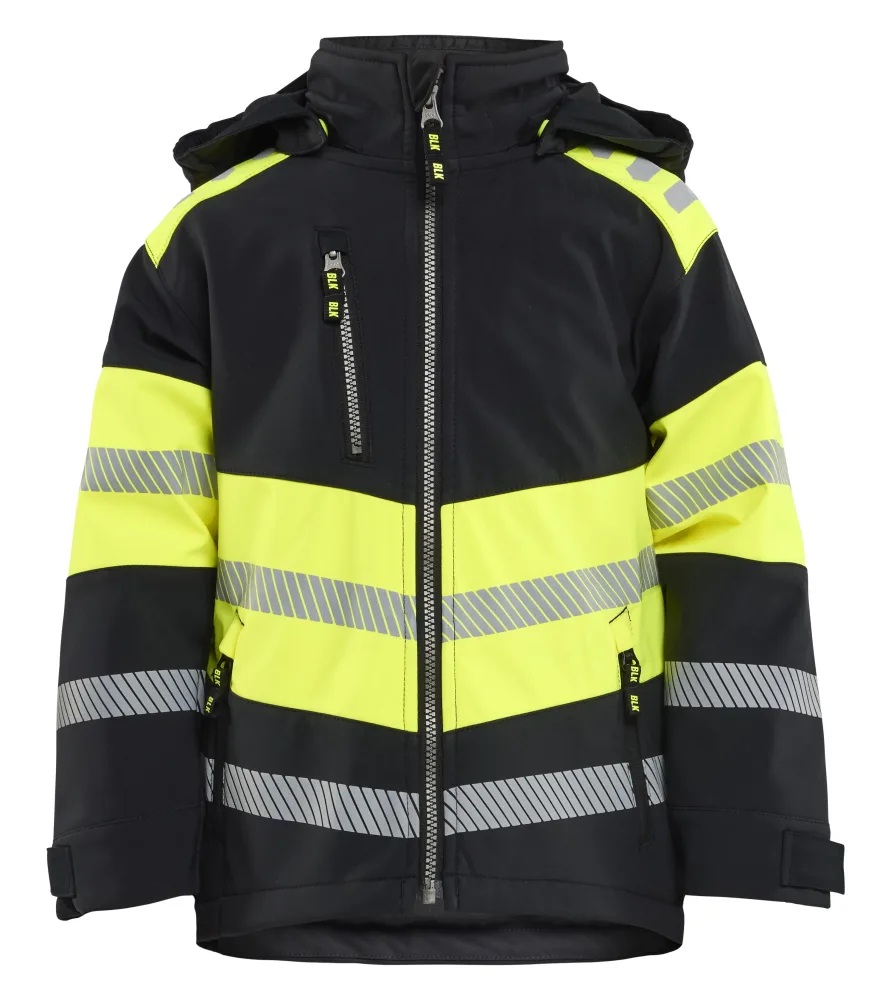 Blåkläder 5211-2513 Softshelljacka svart/gul, för barn 158/164