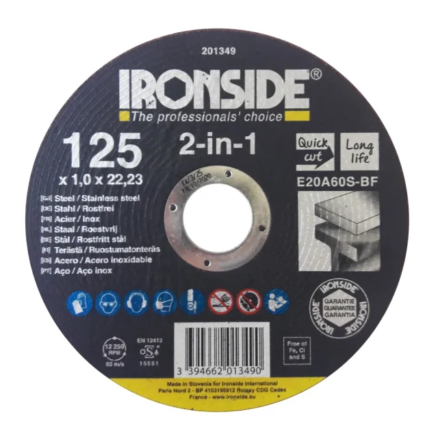 Ironside 201334 Kapskiva 125 mm, F41, E20A, 2in1 125x1.6x22 mm