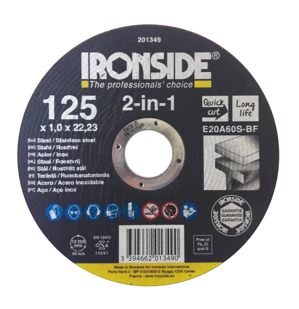 Ironside 201334 Kapskiva 125 mm, F41, E20A, 2in1 125x1.6x22 mm