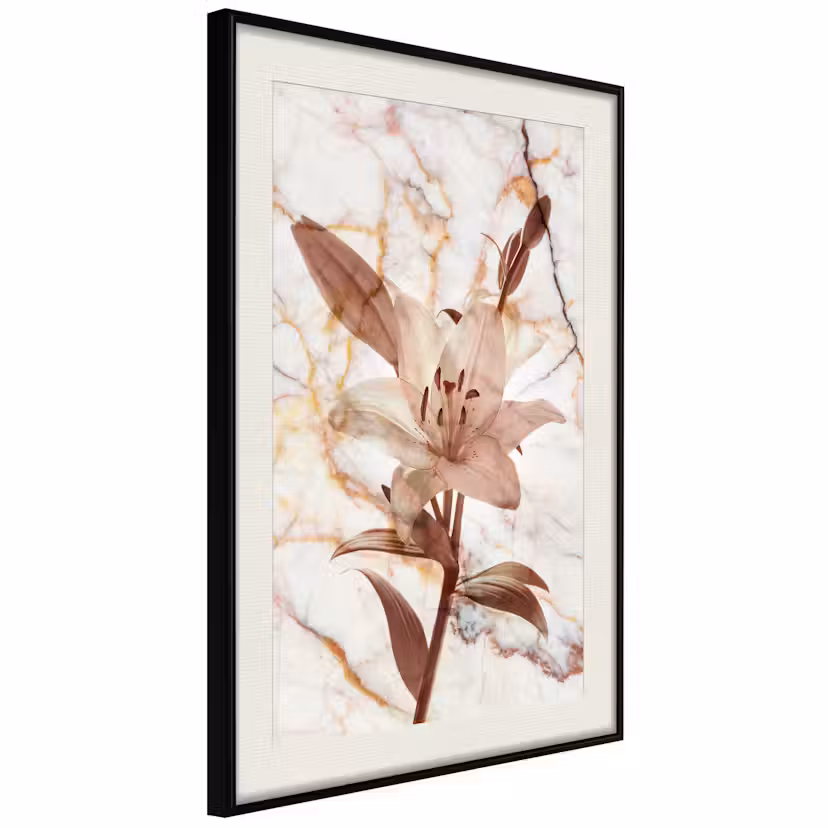 Poster Artgeist Affisch Milan Lily Svart ram med passepartout, 30x45 cm