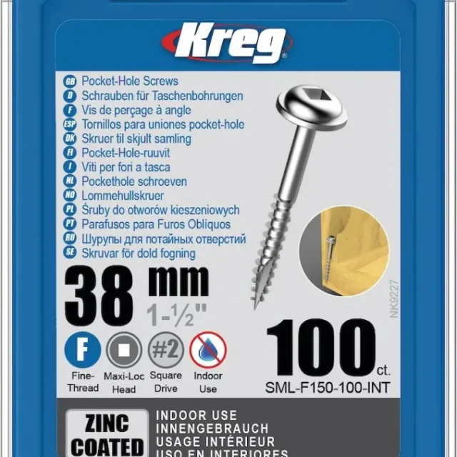 Kreg SML-F150-100 Skruv 38 mm Ø, förzinkad, Maxi-Loc 100-pack