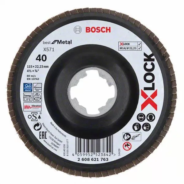 Bosch Best for Metal Lamellslipskiva med X-LOCK X571, vinklad 115 mm, G 40