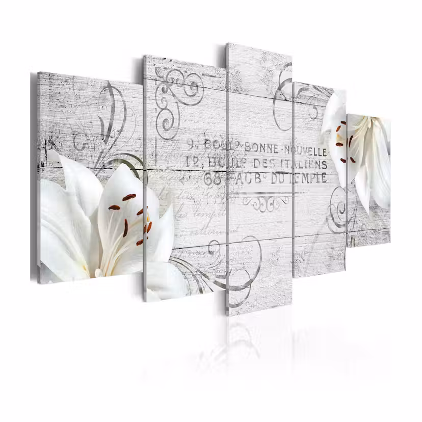 Tavla Arkiio White Lilies On Wood 100x50 cm