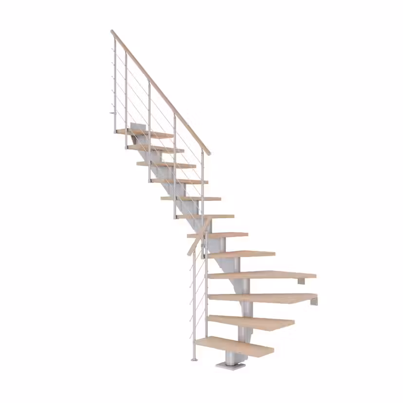 Spartrappa Dolle Hamburg Ek Vit Oljad 1/4 Style6 Grå, LxB: 2290x790 mm, Max Takhöjd: 2220-2580 mm
