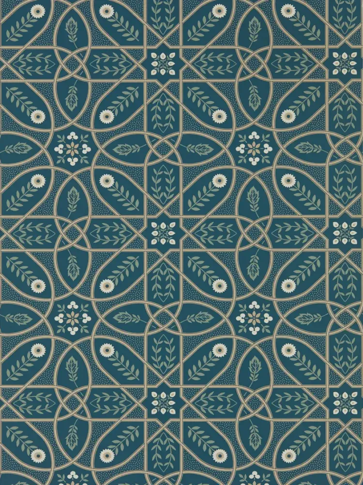 Morris & Co - Brophy Trellis Deep Teal Melsetter Wallpapers