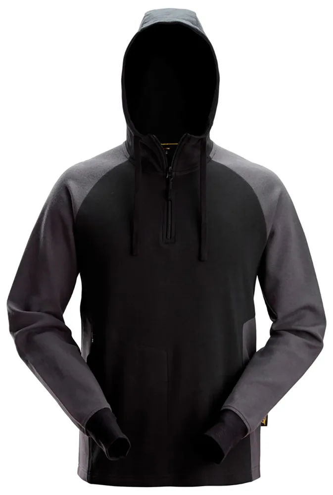 Snickers Workwear 2842-0458 Huvtröja svart/grå, halvzip Svart/grå