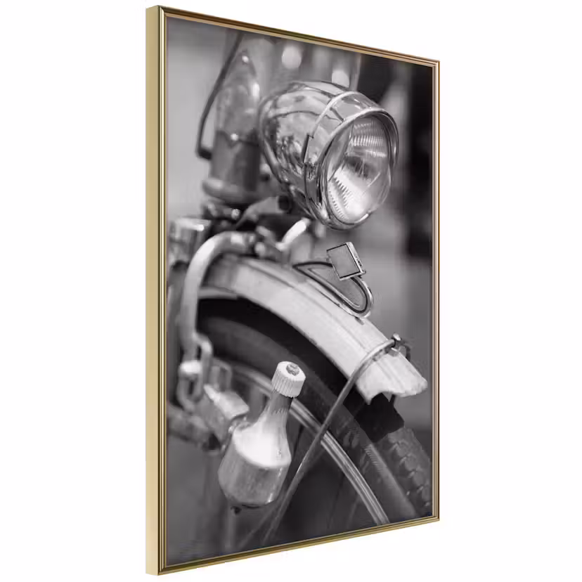 Poster Artgeist Affisch Bicycle Details Guld ram, 20x30 cm