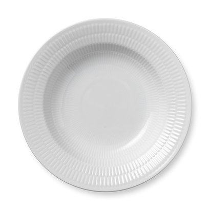 White Fluted djup tallrik med kant, Ø 21 cm