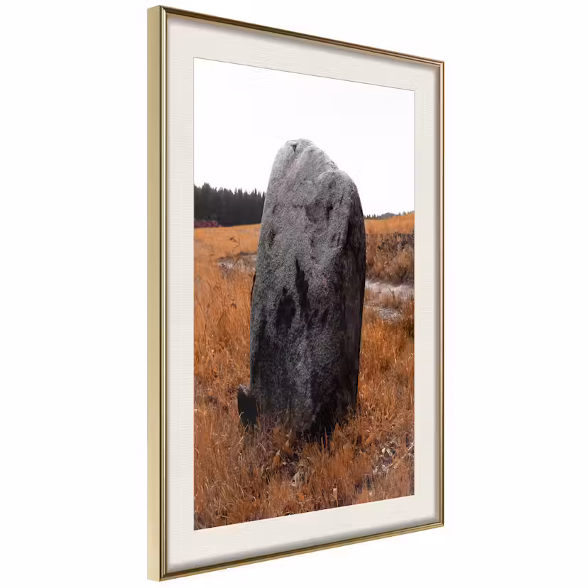 Poster Artgeist Affisch Field Signpost Guld ram med passepartout, 40x60 cm