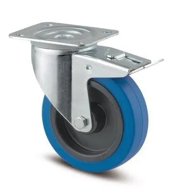 Tente 3477UFR100P62 Länkhjul broms, elastic, platta 105x85 Ø100 mm