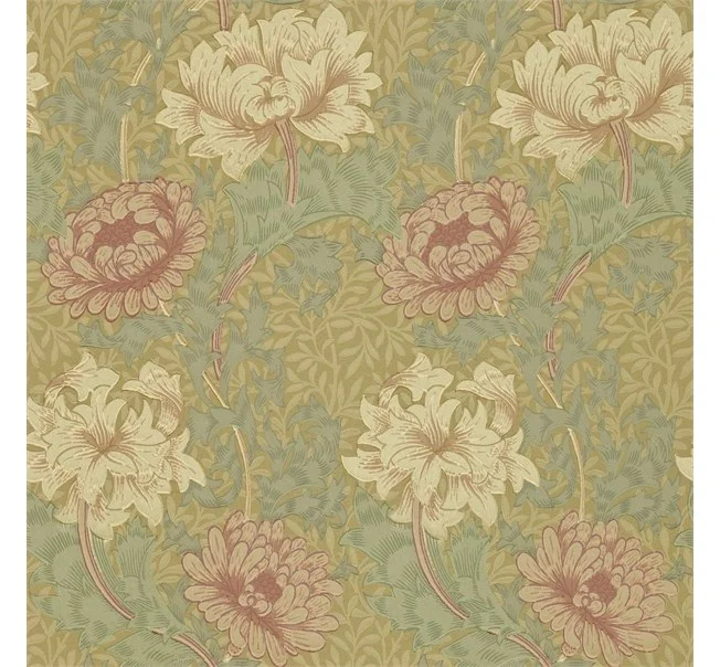 Morris & Co - Chrysanthemum Pink/Yellow Morris Wallpaper Compilat