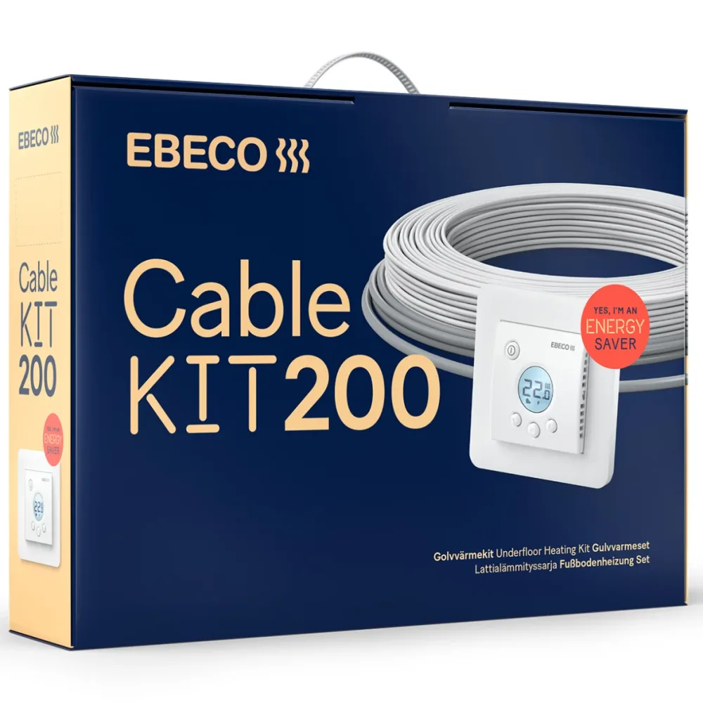 Ebeco Cable Kit 200 Golvvärmekit med värmekabel och termostat 107 m, 1180 W