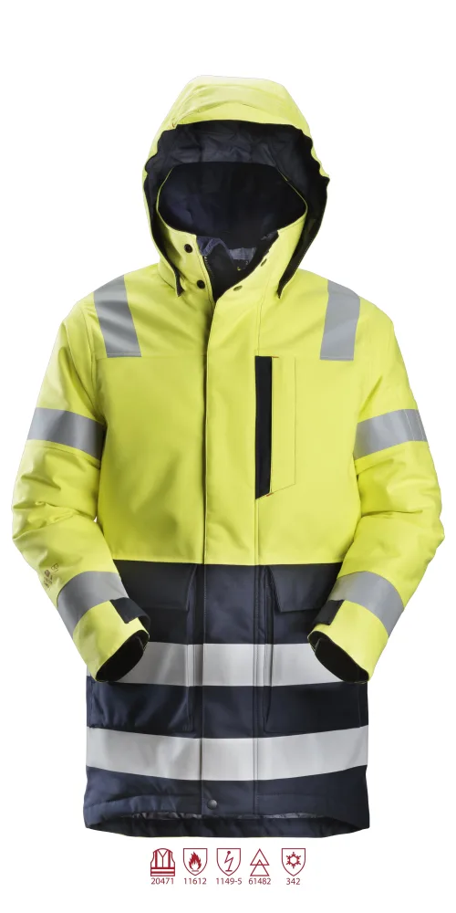 Snickers Workwear 1860 ProtecWork Parkas varsel gul/marinblå Varsel Gul/Marinblå