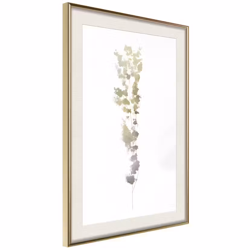 Poster Artgeist Affisch Golden Branch Guld ram med passepartout, 30x45 cm